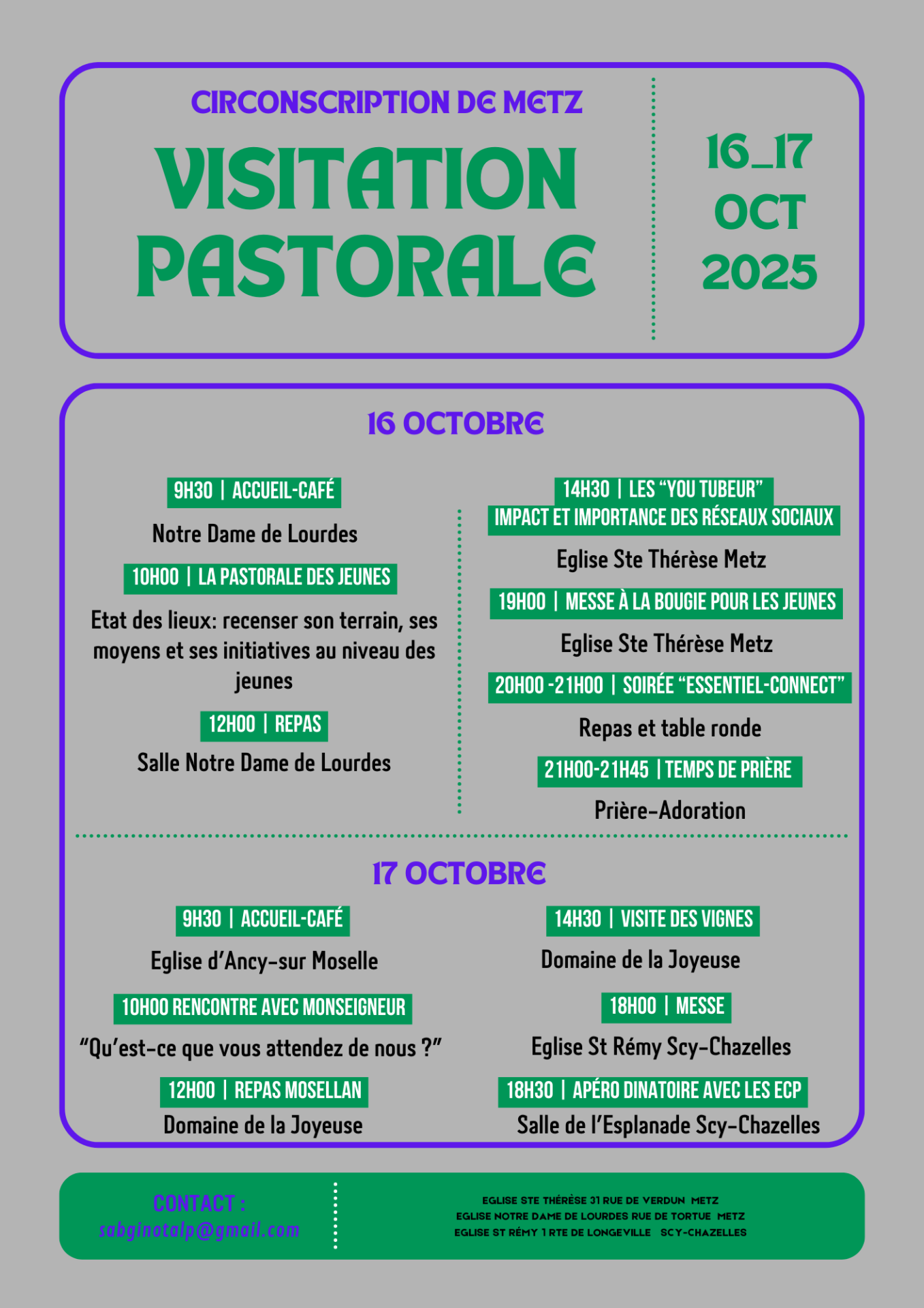 Programme journees pastorales du 16 17 oct
